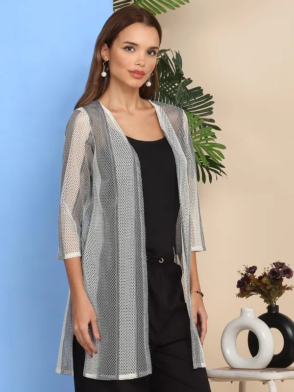 Black_And_White_Poly_Cotton_Shrug_For_Women