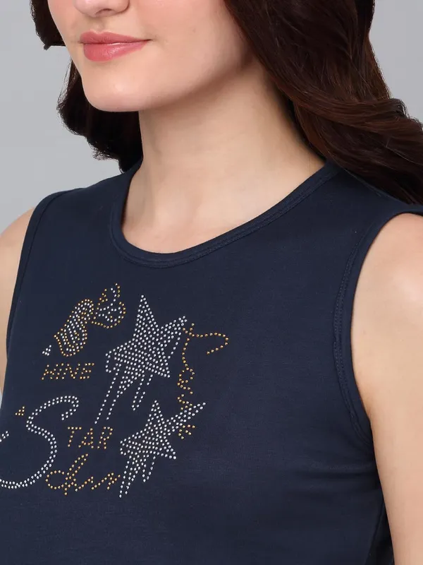 Navy_Blue_Cotton_Shirt_For_Women