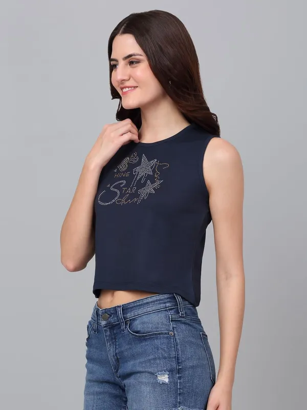 Navy_Blue_Cotton_Shirt_For_Women
