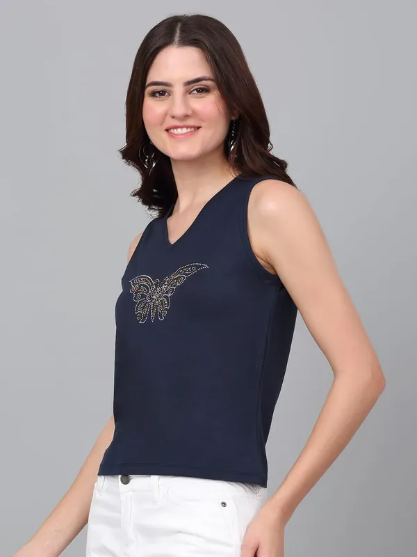 Navy_Blue_Cotton_Shirt_For_Women