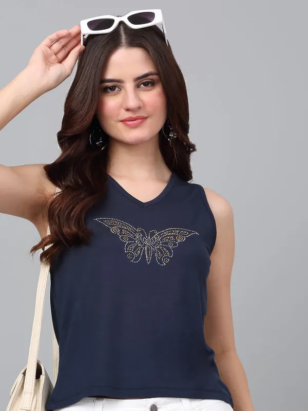 Navy_Blue_Cotton_Shirt_For_Women