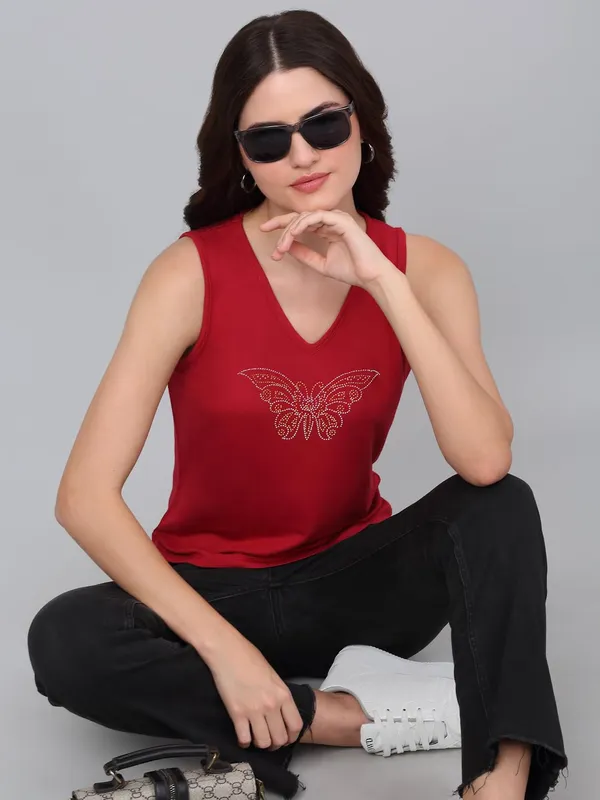 Red_Cotton_Shirt_For_Women