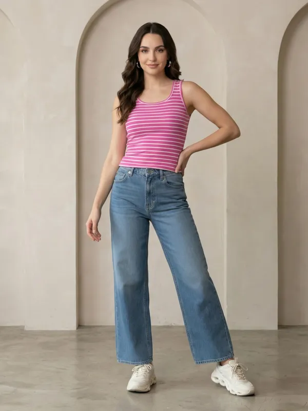 Dressitude-White_And_Dark_Pink-Tank_Top