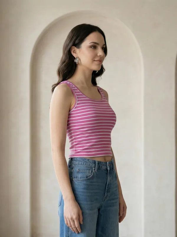 Dressitude-White_And_Dark_Pink-Tank_Top
