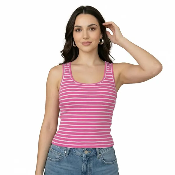 Dressitude-White_And_Dark_Pink-Tank_Top
