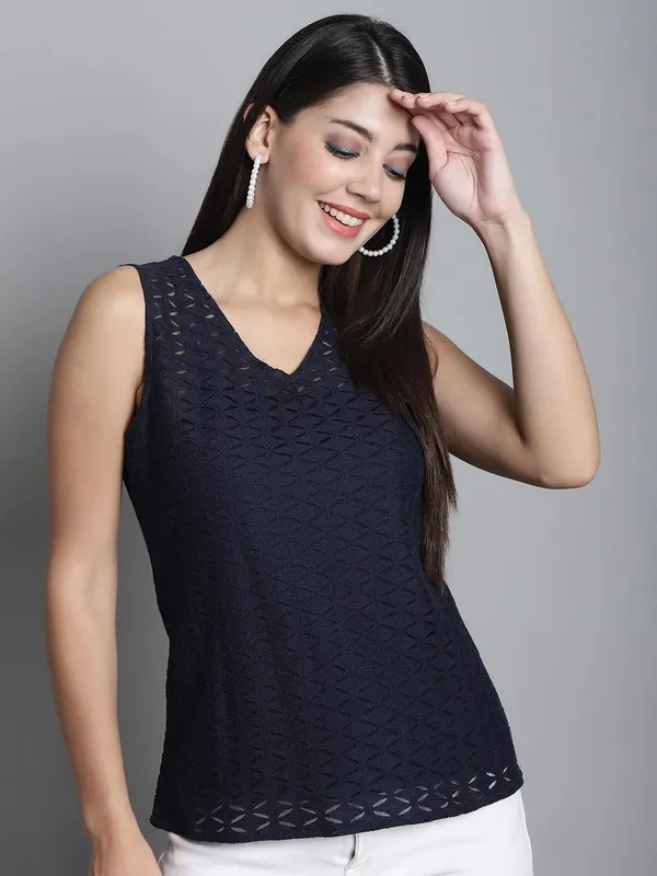 Navy_Blue_Cotton_Top_For_Women
