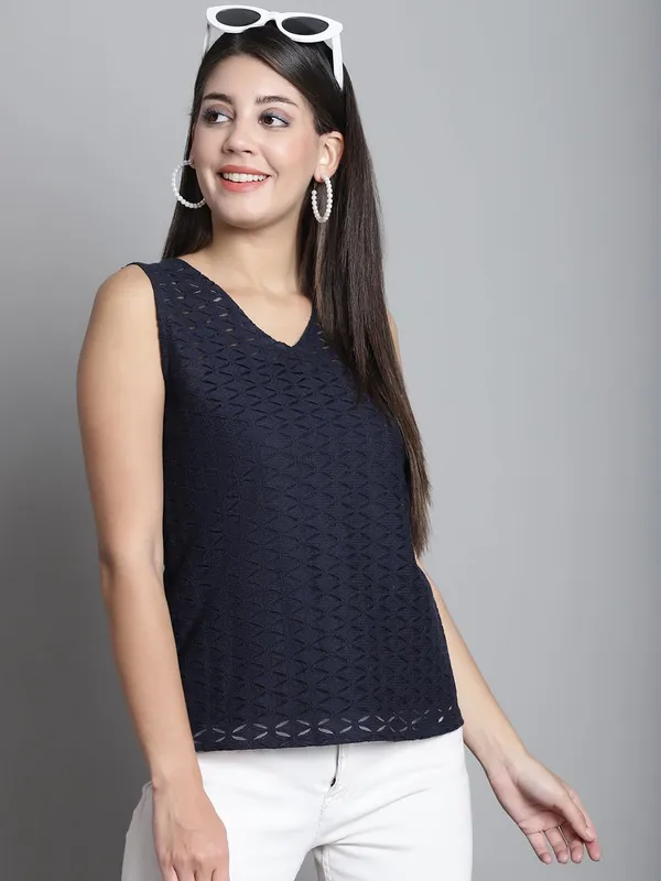 Navy_Blue_Cotton_Top_For_Women