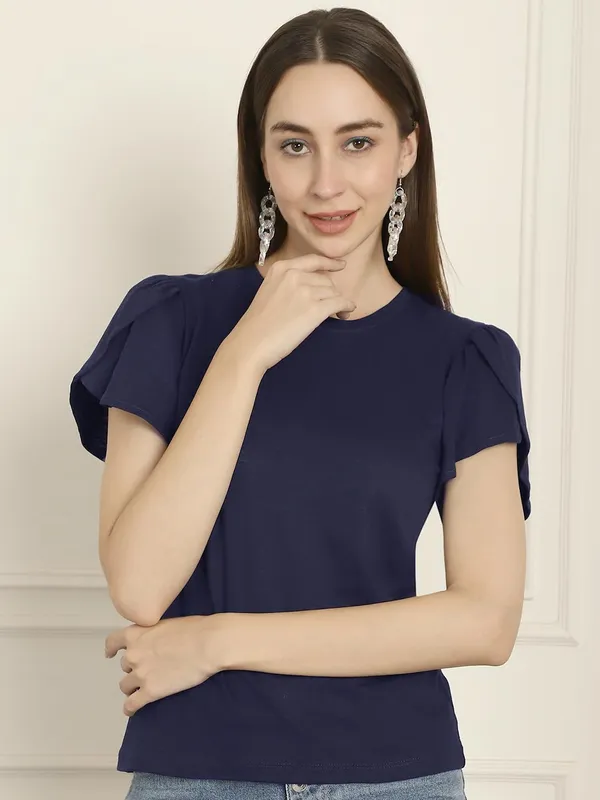 Navy_Blue_Hosiery_Top_For_Women