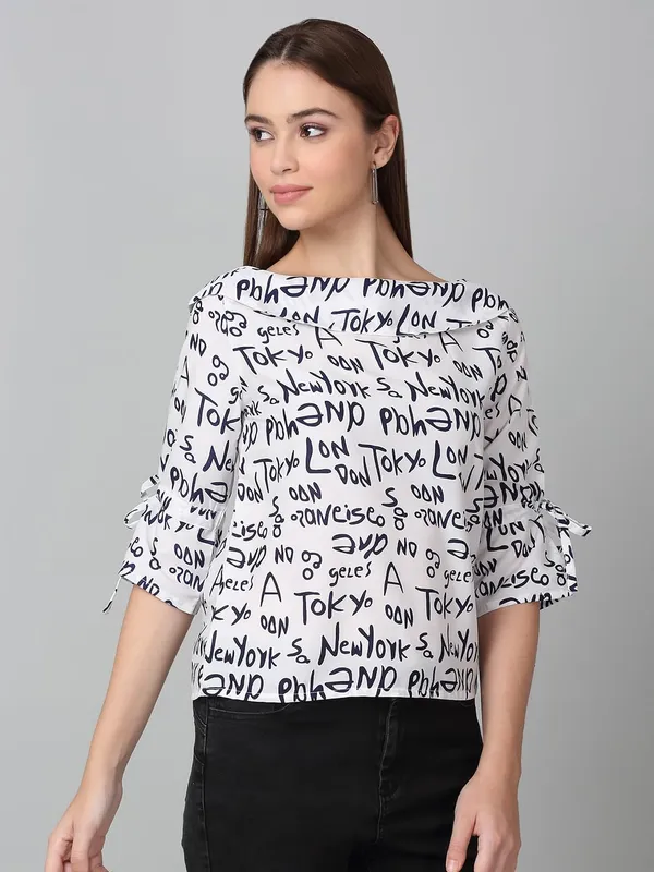 Black_And_White_Poly_Cotton_Top_For_Women