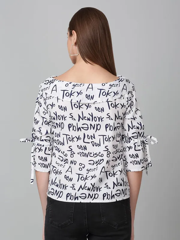Black_And_White_Poly_Cotton_Top_For_Women