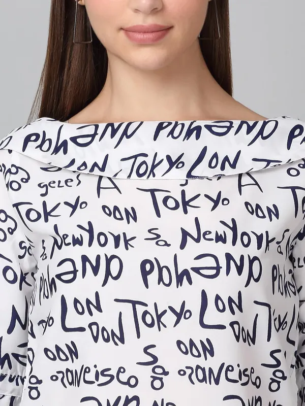 Black_And_White_Poly_Cotton_Top_For_Women