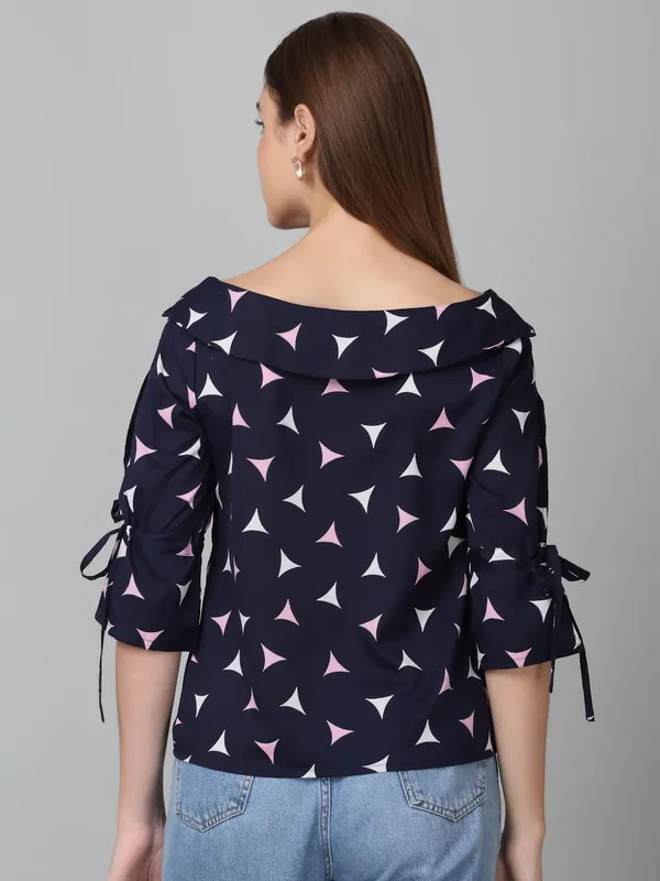 Navy_Poly_Cotton_Top_For_Women