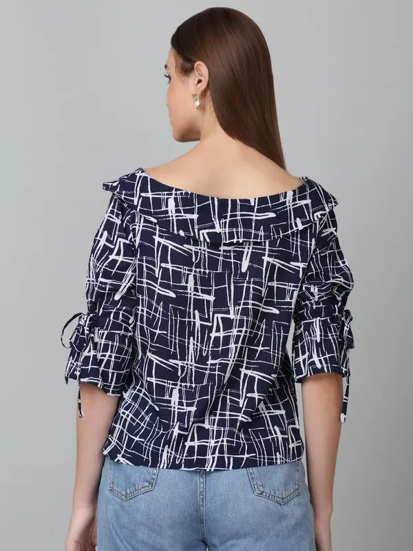 Navy_Blue_Poly_Cotton_Top_For_Women