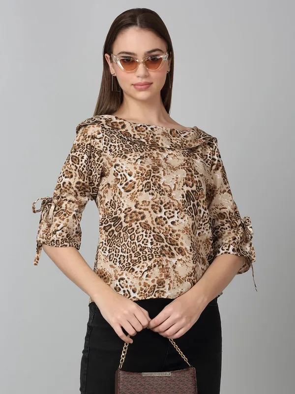 Brown_Poly_Cotton_Top_For_Women