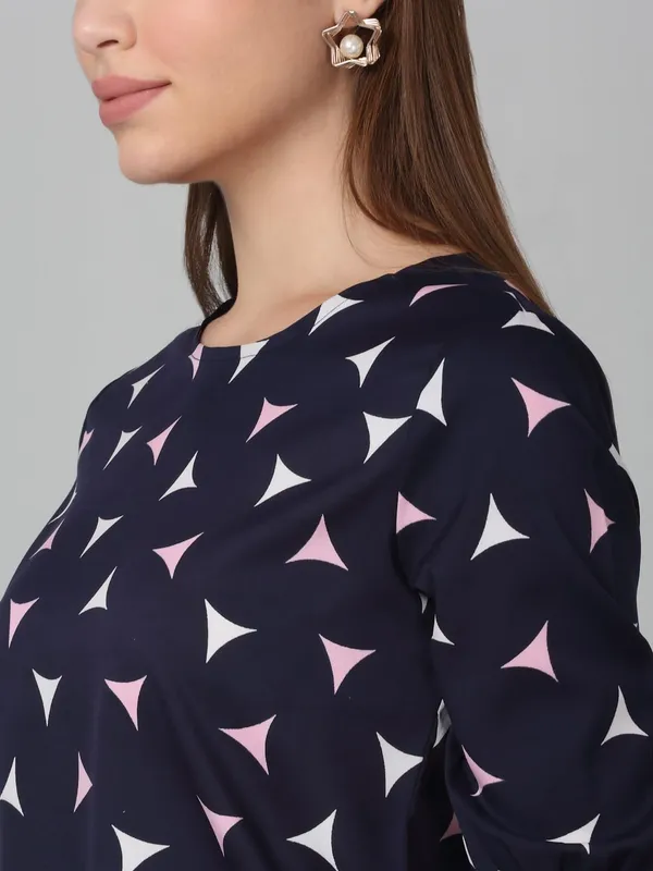 Navy_Poly_Cotton_Top_For_Women