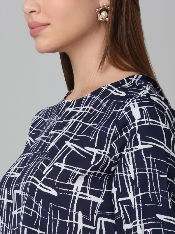 Navy_Blue_Poly_Cotton_Top_For_Women