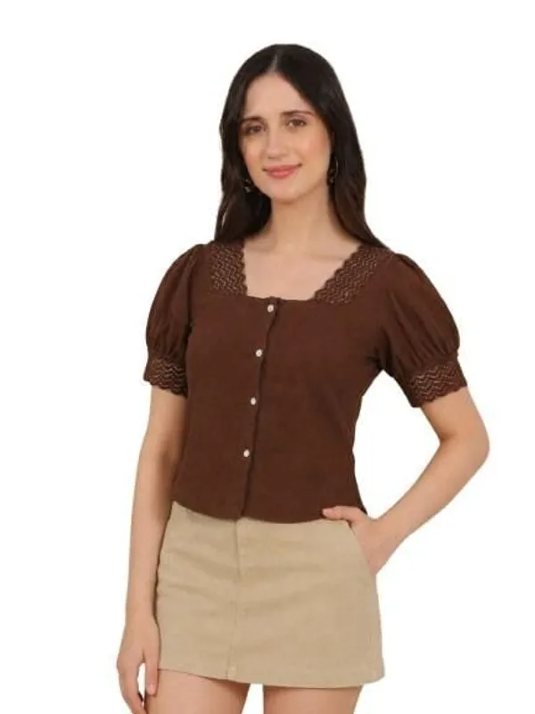 Brown_Cotton_Blend_Top_For_Women