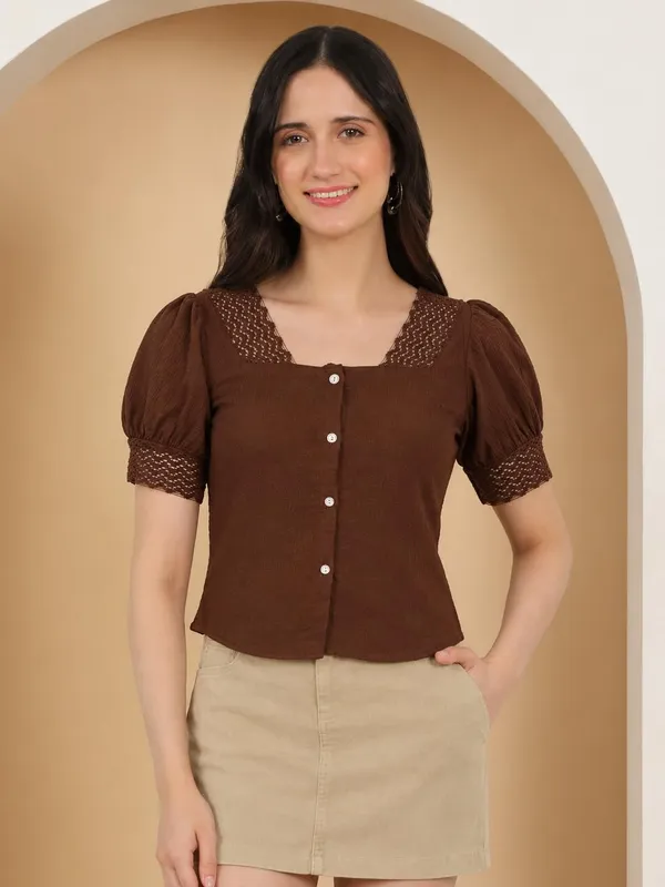 Brown_Cotton_Blend_Top_For_Women