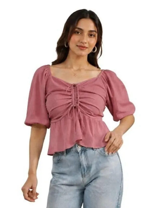 Pink_Cotton_Blend_Top_For_Women