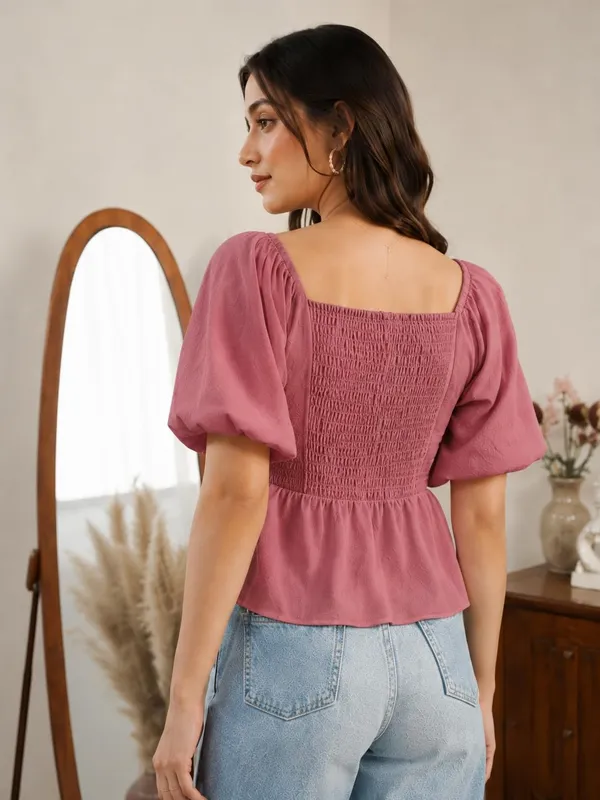 Pink_Cotton_Blend_Top_For_Women