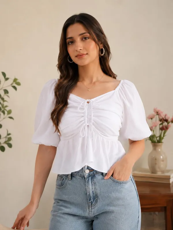 White_Cotton_Blend_Top_For_Women