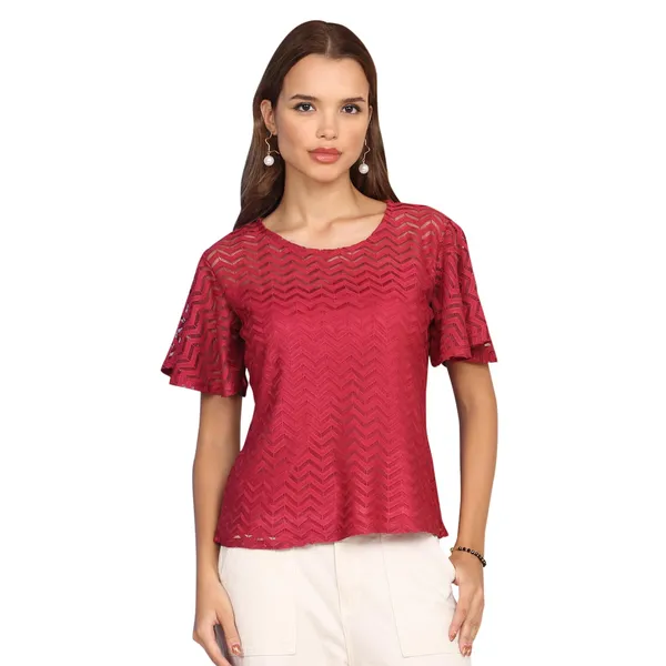 Red_Poly_Cotton_Top_For_Women