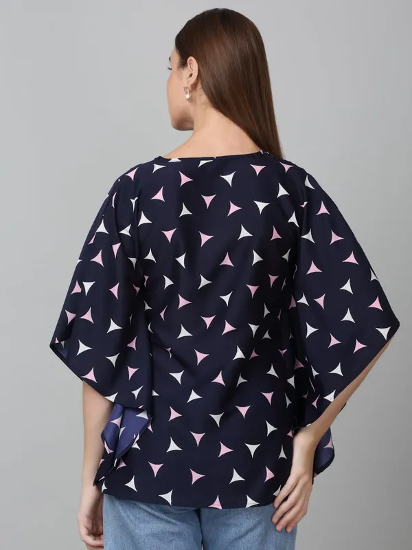 Navy_Blue_Poly_Cotton_Top_For_Women