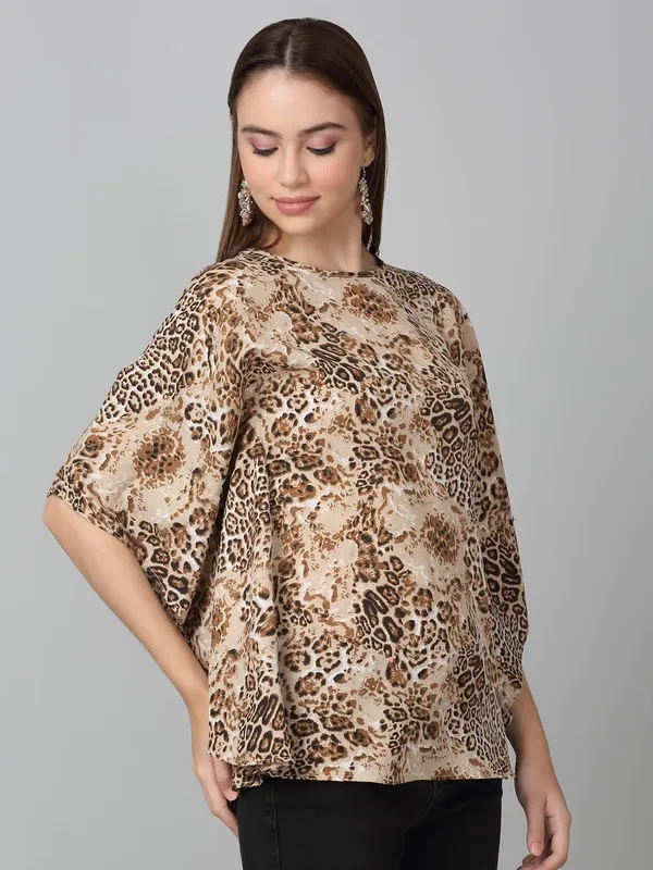 Brown_Poly_Cotton_Top_For_Women