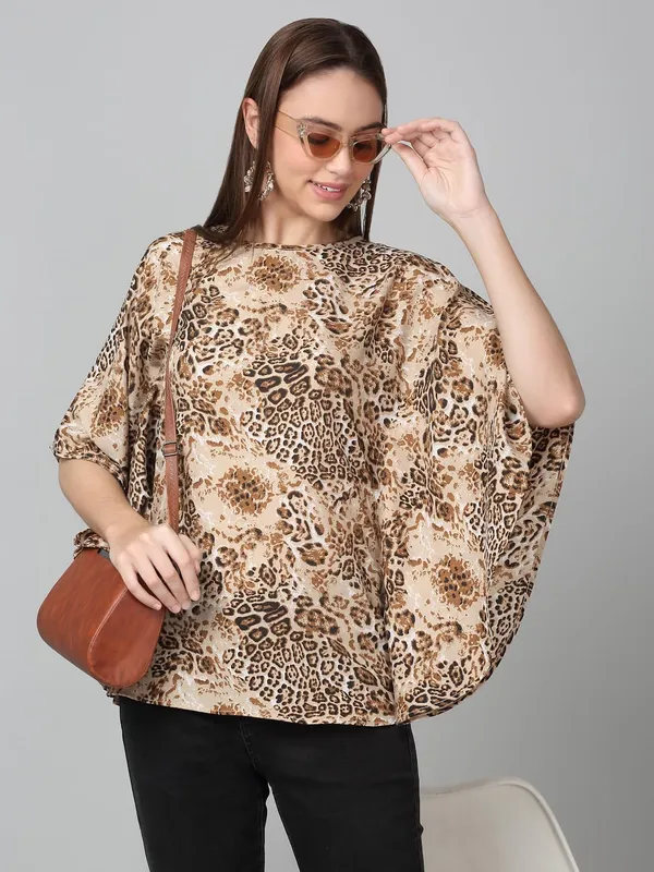 Brown_Poly_Cotton_Top_For_Women
