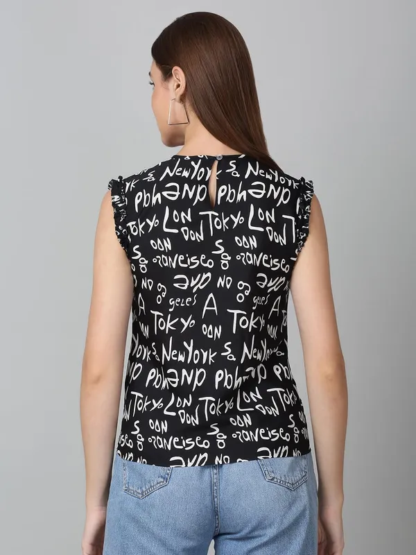 Black_And_White_Poly_Cotton_Top_For_Women