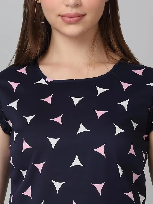 Navy_Poly_Cotton_Top_For_Women
