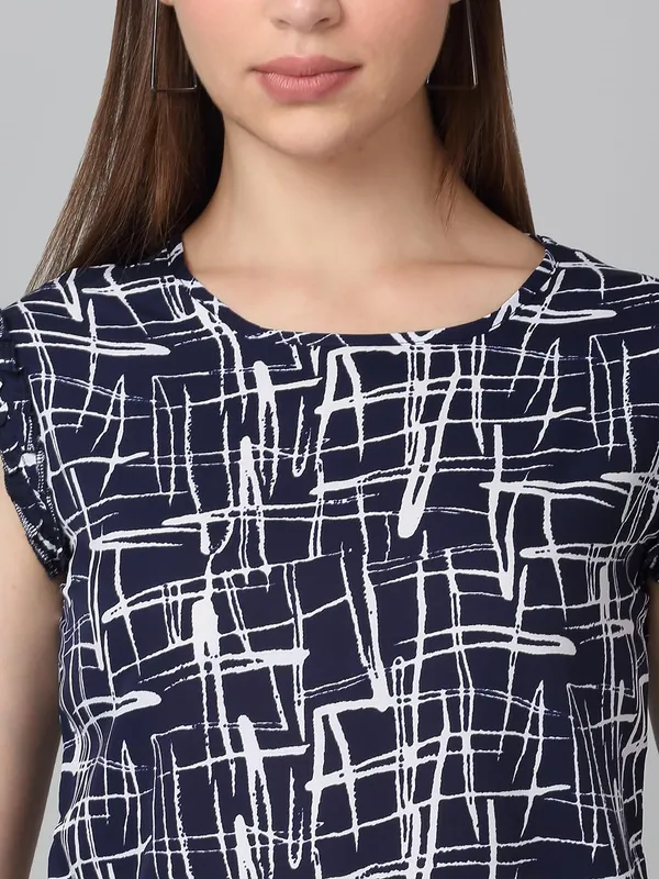 Navy_Blue_Poly_Cotton_Top_For_Women