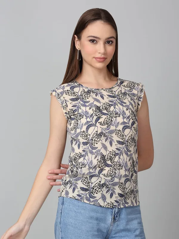 Off_White_Poly_Cotton_Top_For_Women