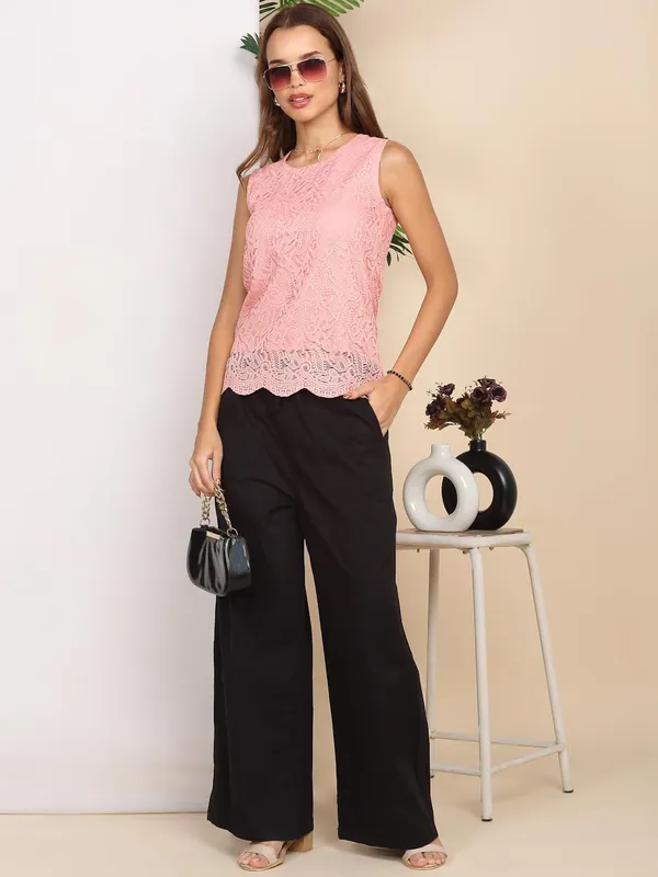 Peach_Poly_Cotton_Top_For_Women