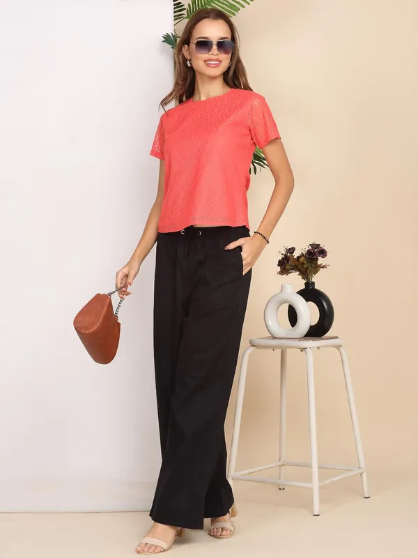 Red_Poly_Cotton_Top_For_Women
