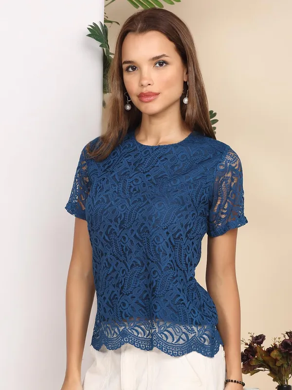 Blue_Poly_Cotton_Top_For_Women
