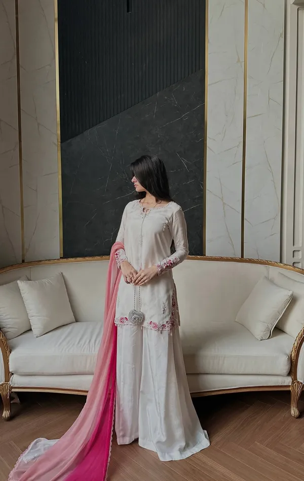 White_Silk_Satin_Embroidered_Kurta_Sharara_Set_For_Women