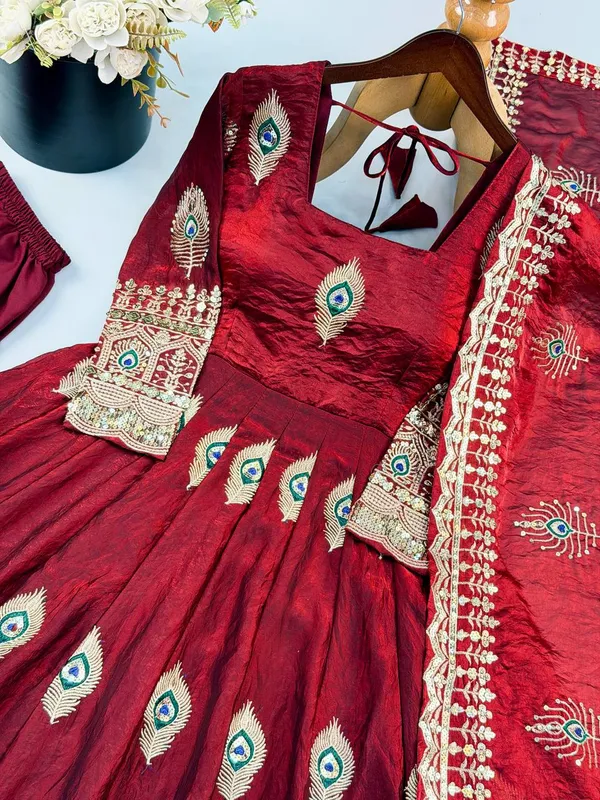 Maroon_Satin_Silk_Flared_Embroidered_Anarkali_Suit_Set_For_Women