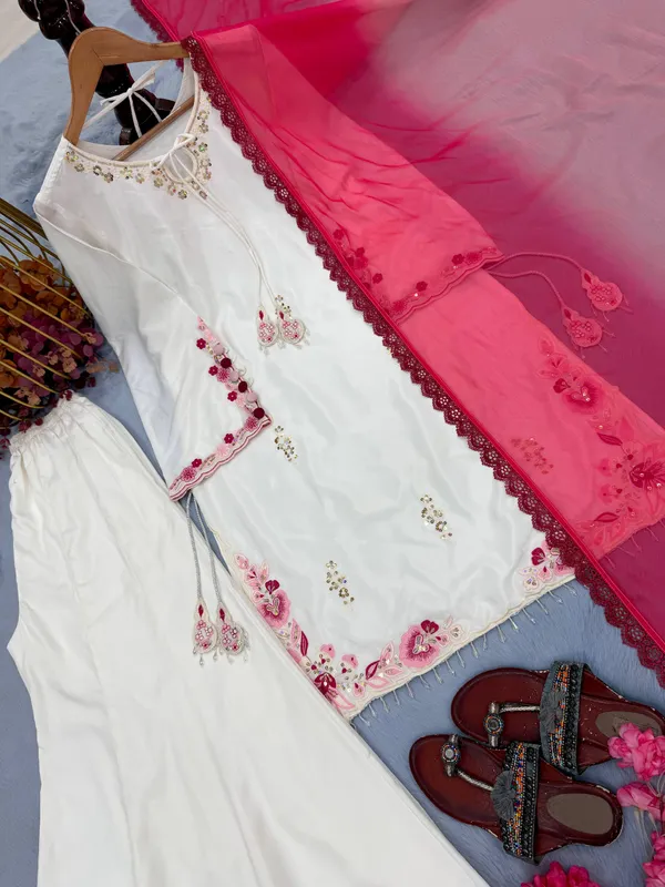 White_Silk_Satin_Embroidered_Kurta_Sharara_Set_For_Women