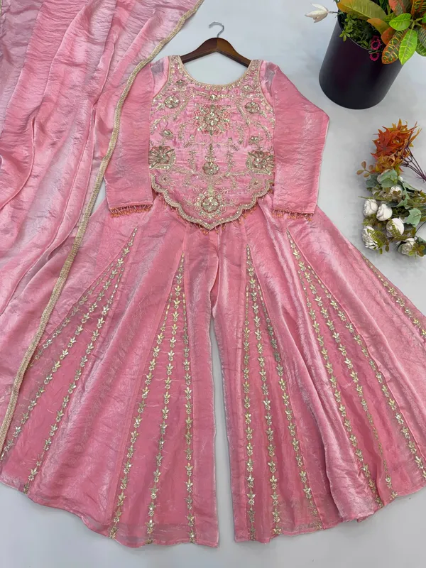 Pink_Satin_Silk_Flared_Embroidered_Anarkali_Suit_Set_For_Women