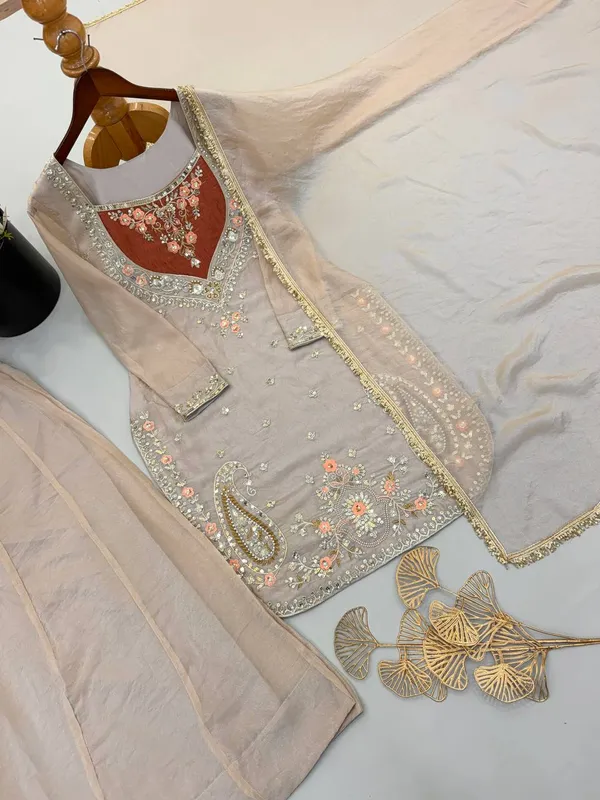Beige_Satin_Silk_Straight_Embroidered_Suit_Set_For_Women
