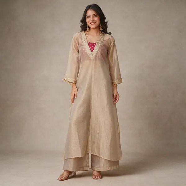 Beige_Tissue_Satin_Straight_Embellished_Kurta_Set_For_Women