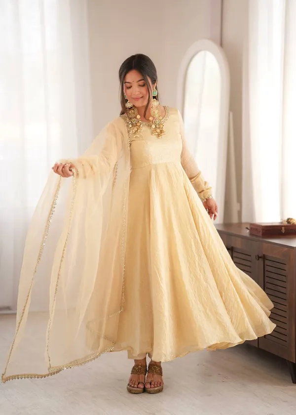 Cream_Satin_Silk_Flared_Embellished_Anarkali_Suit_Set_For_Women