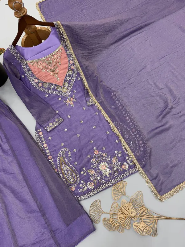 Purple_Satin_Silk_Straight_Embroidered_Suit_Set_For_Women