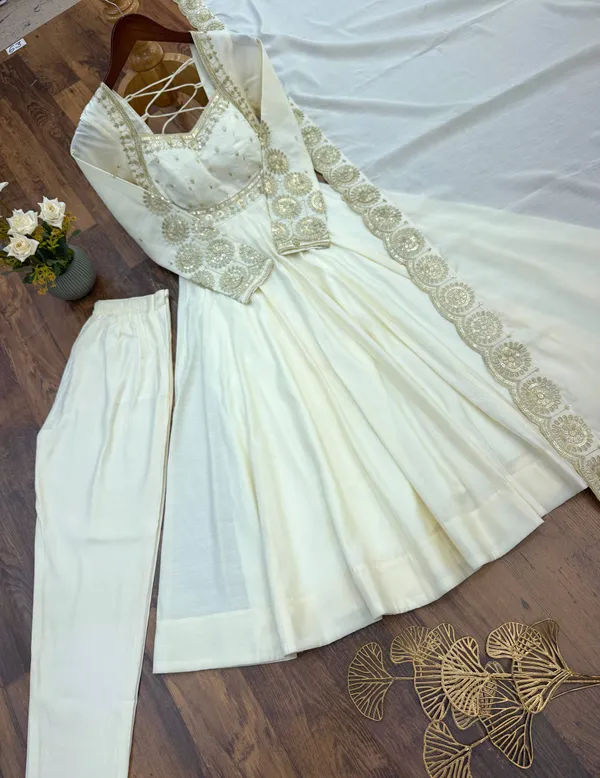 Ivory_Silk_Satin_Flared_Embroidered_Anarkali_Suit_Set_For_Women