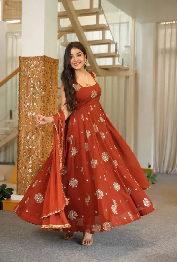 Rust_Satin_Silk_Sleeveless_Embellished_Anarkali_Suit_Set_For_Women