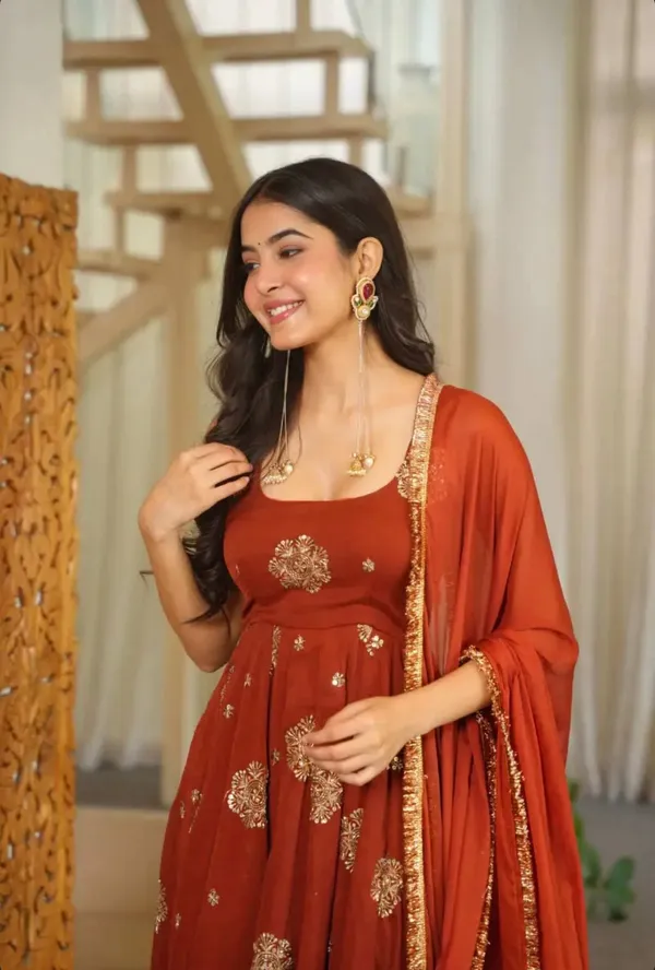 Rust_Satin_Silk_Sleeveless_Embellished_Anarkali_Suit_Set_For_Women