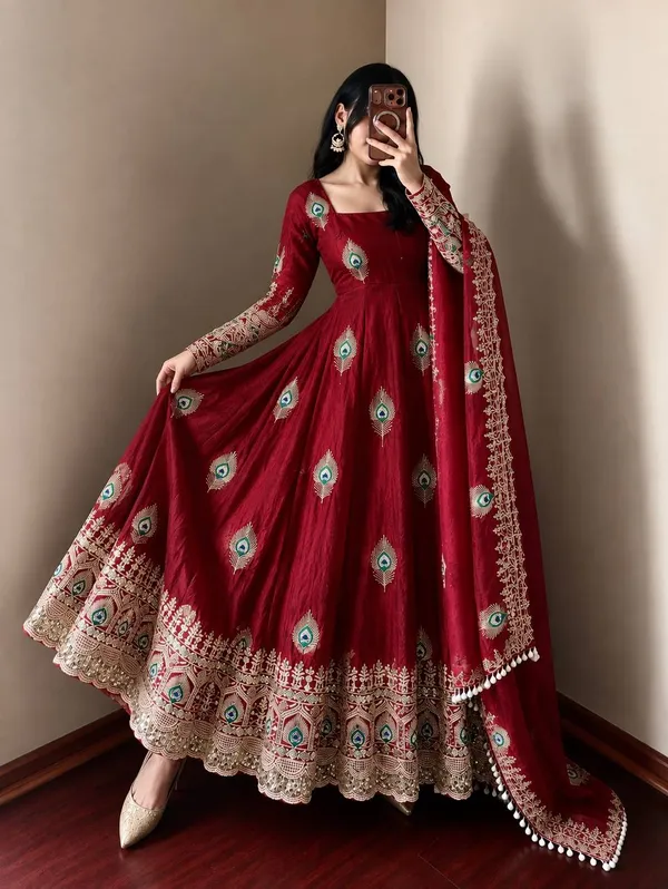 Maroon_Satin_Silk_Flared_Embroidered_Anarkali_Suit_Set_For_Women