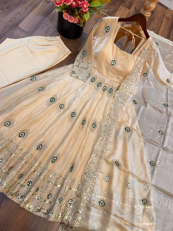 Cream_Satin_Silk_Flared_Embroidered_Anarkali_Suit_Set_For_Women