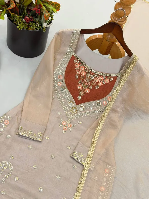 Beige_Satin_Silk_Straight_Embroidered_Suit_Set_For_Women